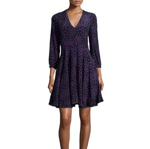 Rebecca Taylor Aster Silk Print A-line Dress